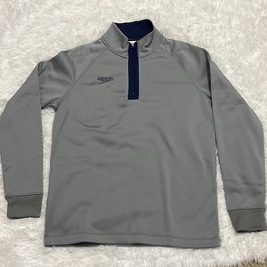 Mens Speedo fleece lined 1/4 zip pullover sweater navy